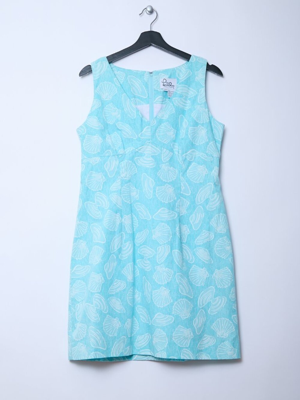 Lilly Pulitzer Seashell Print Shift Dress 12P Sleeveless preppy whimsical Y2K